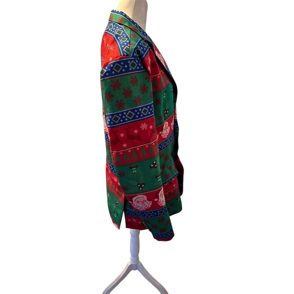 Dec. 25th Men's Christmas Blazer Medium Multicolor Geometric Party Wear - Picture 3 of 10